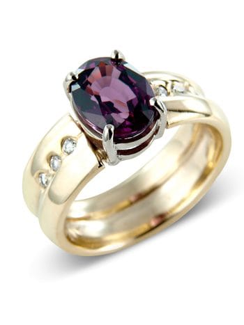 Gold Garnet and Diamond Ring