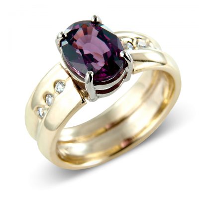 Gold Garnet and Diamond Ring