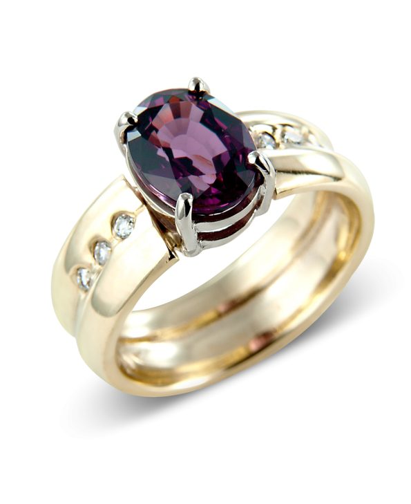 Gold Garnet and Diamond Ring