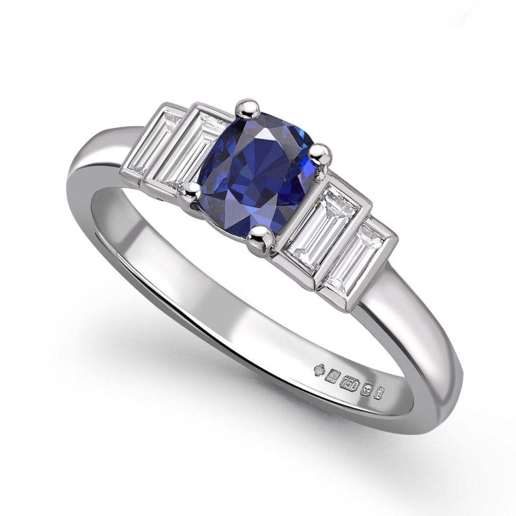Charlotte Sapphire Diamond Engagement Ring - Krausz Jewellery