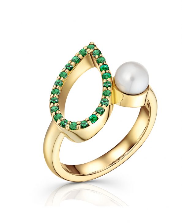 ava 18ct y pave emerald ring