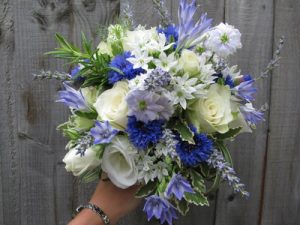 blue floral wedding bouquet