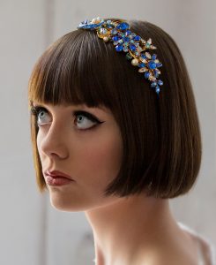 Blue Gold floral headpiece