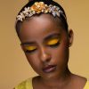 Gold Flower headpiece clear crystal