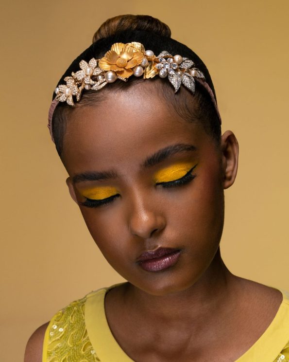 Gold Flower headpiece clear crystal