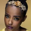 Gold flower headpiece clear crystal