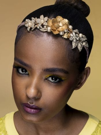 Gold flower headpiece clear crystal