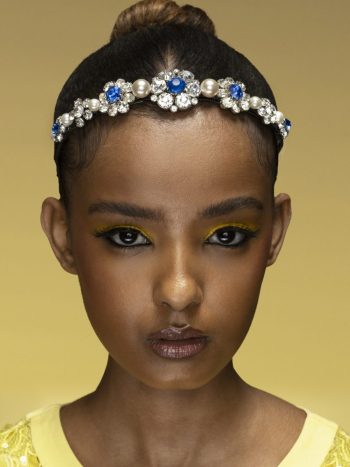 Blue clear pearl crystal flower headpiece