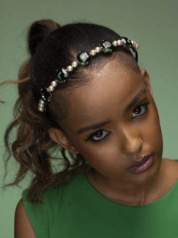 Green and pearl headband