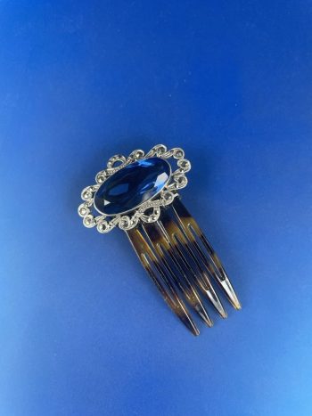 Silver Marcasite/Blue Hair Comb
