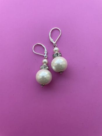 pearl and crystal drop vintage earrings