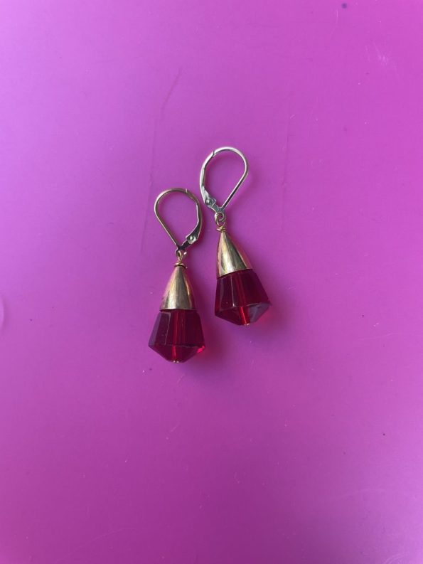 Red Gold plated1960s crystal earrings