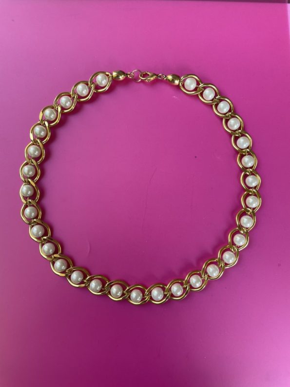 pearl necklace gold plated 1980s
