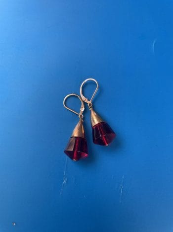 Red Gold plated1960s crystal earrings
