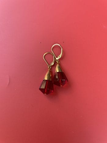 Red Gold plated1960s crystal earrings