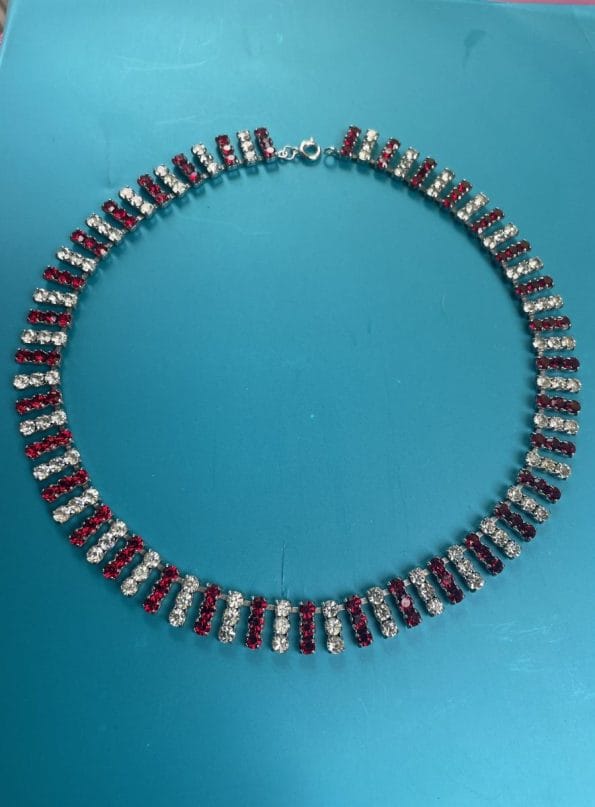 Red/clear vintage crystal necklace