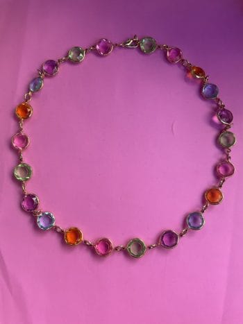 Multi-colour vintage 1980s gold plated necklace