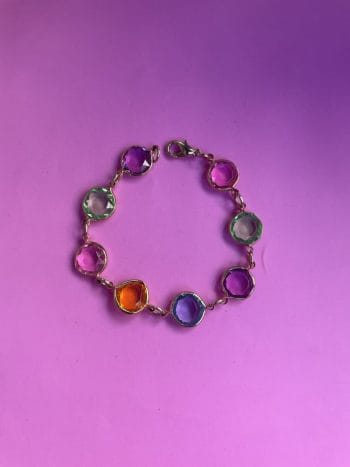 Vintage multi colour 1980s gold plated bracelet