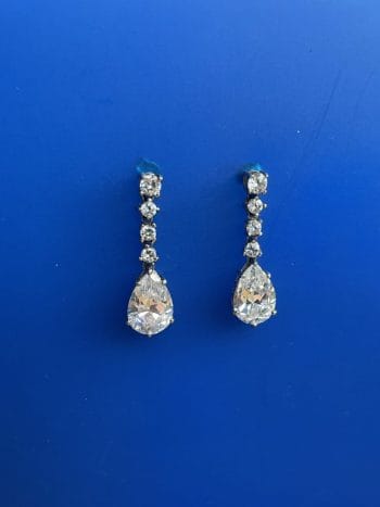Clear crystal sterling silver drop earrings