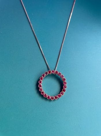 Ruby circle silver vintage silver necklace
