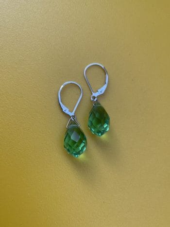 Green vintage teardrop earrings from 1950s