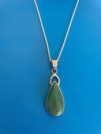 Green Chrysophrase Vintage Sterling Silver Pendant