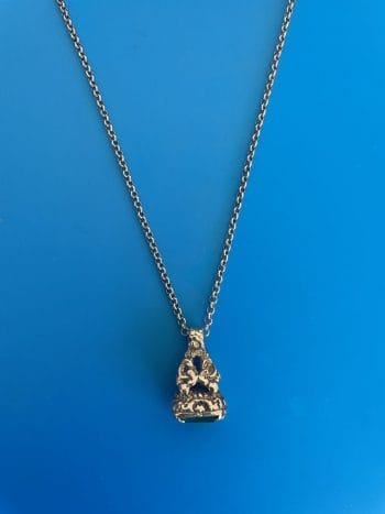 Green seal antique silver necklace
