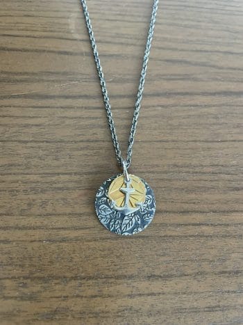 Print Necklace Silver Vintage Anchor Charm