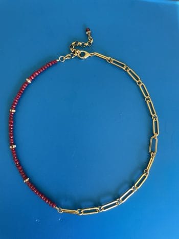 Ruby vintage necklace with Gold plated chain