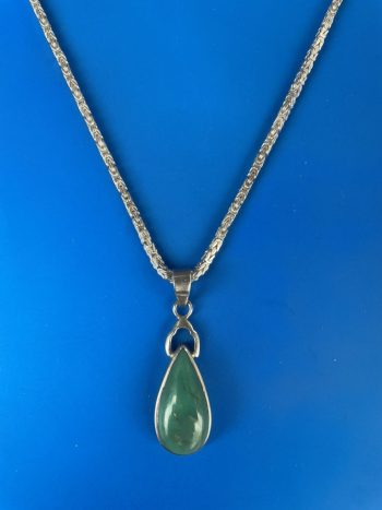Green Chrysoprase Vintage Sterling Silver Pendant