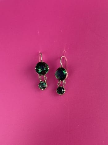 Green crystal earrings sterling silver, drop approx 2cm