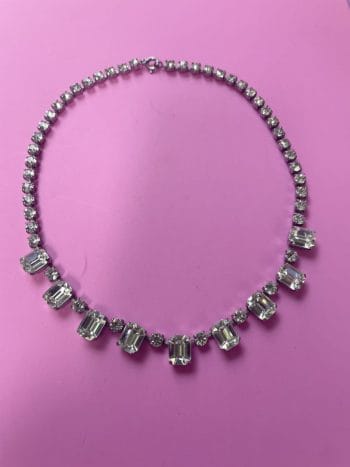 clear 1960s rhinestone necklace