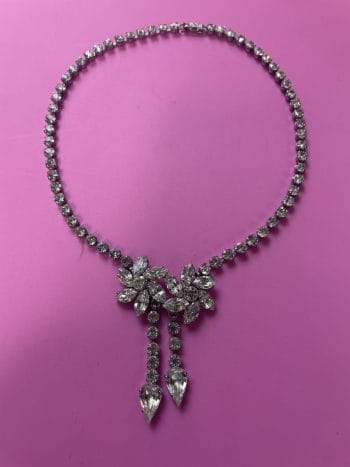 Stunning Clear floral Rhinestone necklace from the 1960s.