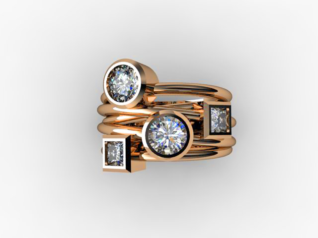 Red Gold and Diamond Ring